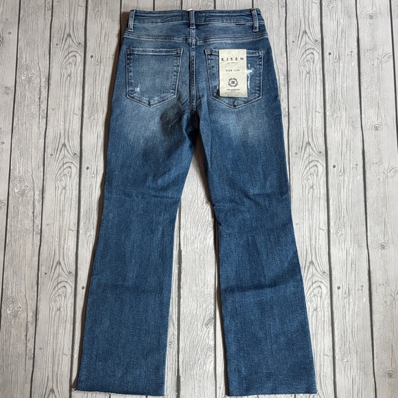 Risen Blue Distressed Straight Leg Jeans - Picture 4 of 5